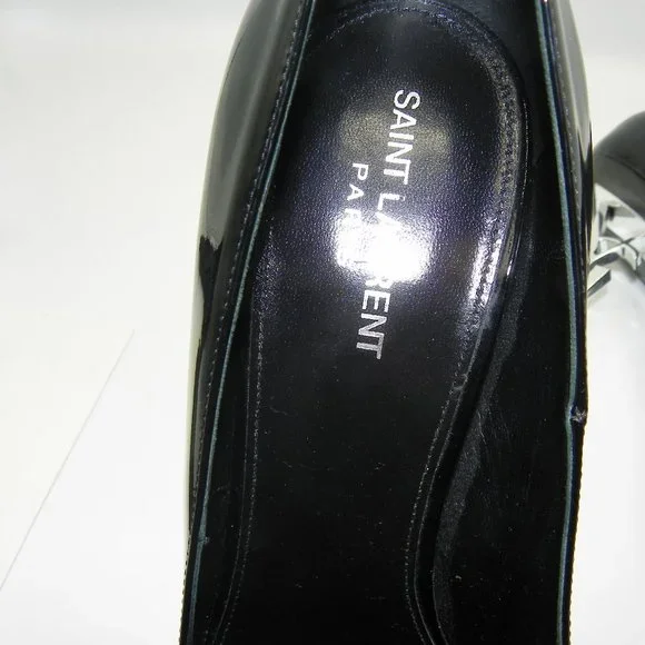 YVES ST. LAURANT BLACK /SILVER HEELS SZ 11.5 /42 - Picture 6 of 9